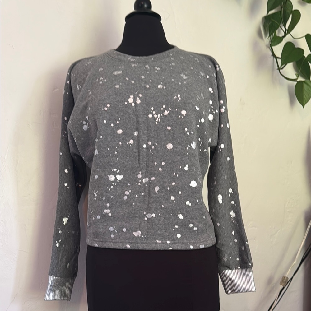 Splendid Gray Graphic Long Sleeve Sweatshirt